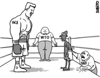 Boxkampf zwischen Schwergewicht-Europäer und Leichtgewicht-Afrikaner